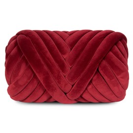 SOJITEK 2.2 LBS of Super Soft Velvet Bulky Yarn for Hand Knitting Blanket, Pillows, Handbag, DIY, Wine Red, 36 Yards, Arm Knitting Yarn for Chunky Braided Knot Throw Blanket, Weave Craft Crochet
