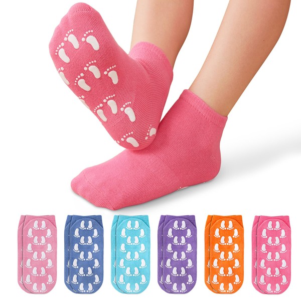 WANZHIHUI Grip Socks for Kids 6 Pairs Non Slip Trampoline