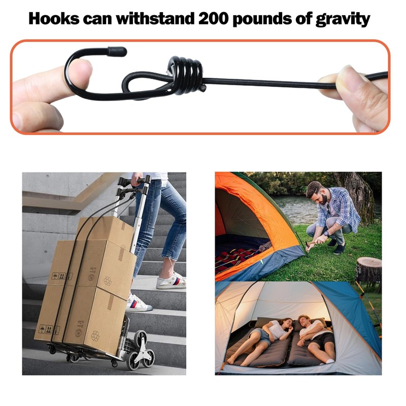 20PCS Plastic Coated Bungee Cord Hooks Spiral Shock Cord Hook