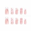 24 Piezas Uñas Postizas Francesa Corto, Rosa y Blanco Puntas