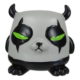 Ebros Gift Underbedz Black and Grey Pandemonio The Panda Bear Shadow Lurker with Alien Green Eyes Monster Small Collectible Figurine Bull Horned Demon Imp Sculpture