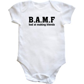 Hippowarehouse B.A.M.F bad at making friends baby vest bodysuit (short sleeve) boys girls