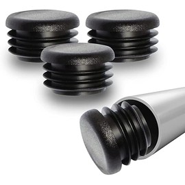 Prescott Plastics 1 1/2” (38.1mm) Outer Diameter Ribbed Plastic Hole Caps, Round Black Metal Tubing End Caps, Strong Furniture Leg Inserts, Impact & Weather Resistant, Made in The USA - 20 Pack