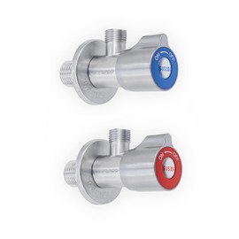 Lazardo Set of 2 angle valves made of stainless steel angle regulating valve display ror blue outlet 3/8 inch