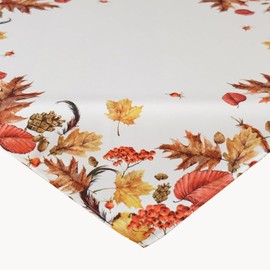 texpot Tablecloth 85 x 85 cm Autumn Leaves Cream White Beige Colourful Printed