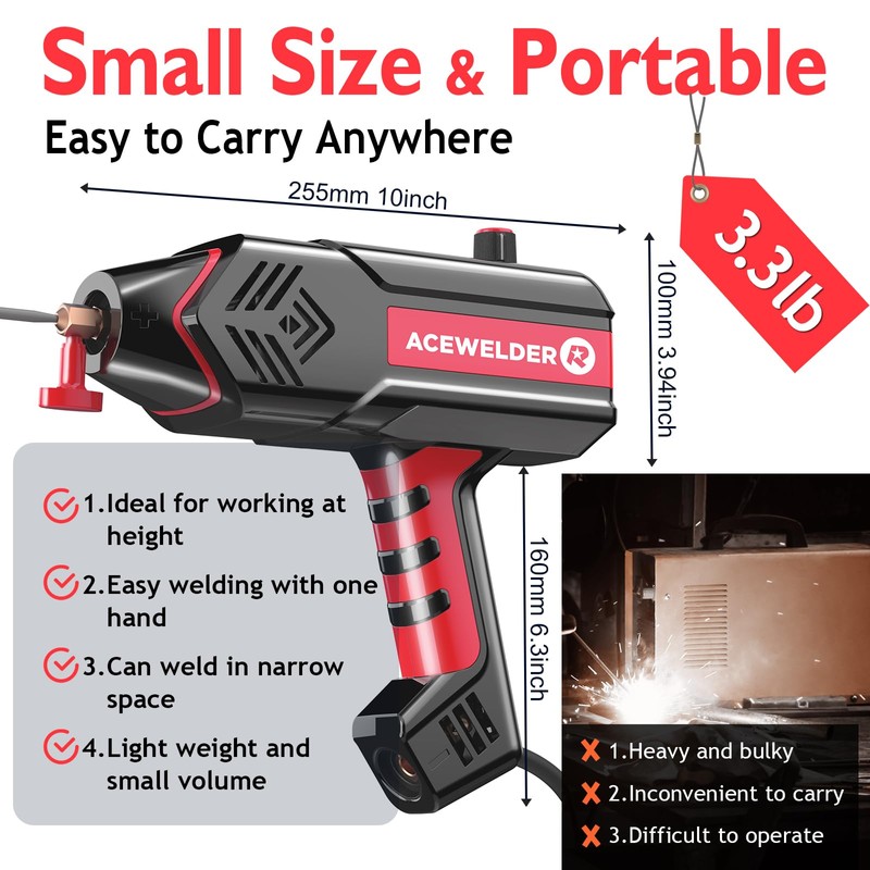 ACEWELDER Handheld Welder 110V, Welding Machine 120A Portable Stick Welder,