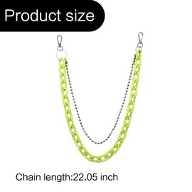 Hip Hop Jean Chain for Men Women Neon Green Body Chain for Pants Jeans Layered Chains Goth Punk Acrylic Link Chain Wallet Pocket Trouser Chains Gothic Pants Body Accessories for Men