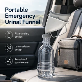 Portable Urinal Funnel for Travel & Outdoor Use – Reusable PP/TPR Emergency Pee Adapter for Camping & Car Trips