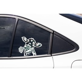 Lovely Animal Art Decoration for Car Window 6 Inch Clear | Vinyl | Decal Sticker for | Any Flat Surface | (6'', Cow)