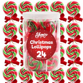 Christmas Swirl Lollipops, 24 Christmas Lollipops Individually Wrapped, Delicious Christmas Suckers Bulk For Festive Treats, Perfect christmas suckers for Gift, and Holiday Decorations