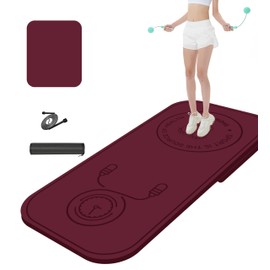 Knsbk Rope Skipping Sports Shockproof Exercise Mat, All-Purpose Extra Thick High Density Anti-Tear Exercise Yoga Mat, Non Slip Jump Rope Mat for Indoor and Outdoor in Red