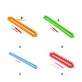 Knitting Weaving Tool Set Lightweight and Easy to Carry Sturdy and Durable ABS Weaving Loom Knitting Kit for Beginners, red, 26cm