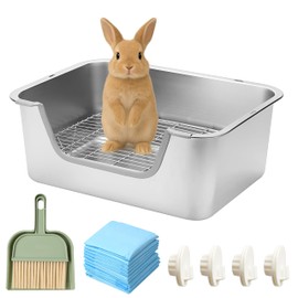 Sorstrem Stainless Steel Sifting Litter Box for Rabbit (L)