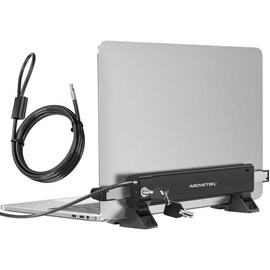 AboveTEK AboveTEK MacBook & Surface Laptop Locking Station with Combo Lock Cable, Anti Theft Folding Security Laptop Desk Mount, Adjustable & Portable, Fits 12"-16" Laptops/Notebooks (Black)