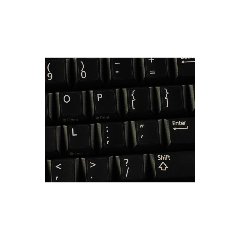 ENGLISH US ON BLACK BACKGROUND NON-TRANSPARENT KEYBOARD STICKERS