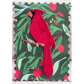 Crystal Paper Cuts RED CARDINAL CHRISTMAS BIRD Embossing & Cutting Dies - Scrapbooking, Card Making