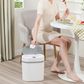 Leapiture 12L Trash Can, Car Sensor Trash Can, Hands-Free Trash Can, Motion Sensor, Suitable for Bedroom, Bathroom, Kitchen