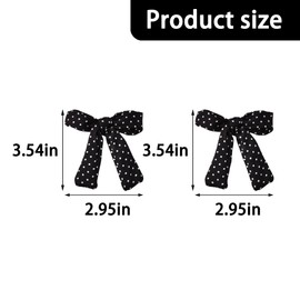 Polka Dot Mini Bow Hairclip Side Hair Clip Alligator Bow Clips Satin Ribbon Hairpin for Long Short Tail Hairs White Spotted Bowknot Slide Hair Accessories Barrette for Women Girl 2 PCS Black