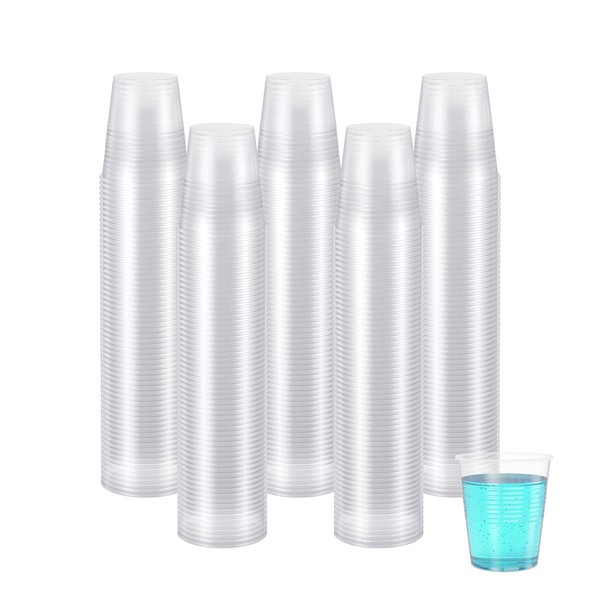 JOLLY CHEF 300 Pack 3 oz Clear Plastic Cups, Disposable Mouthwash Cups,3oz Bathroom Cups Small Plastic Cups for Party, Picnic, BBQ, Travel, and Events