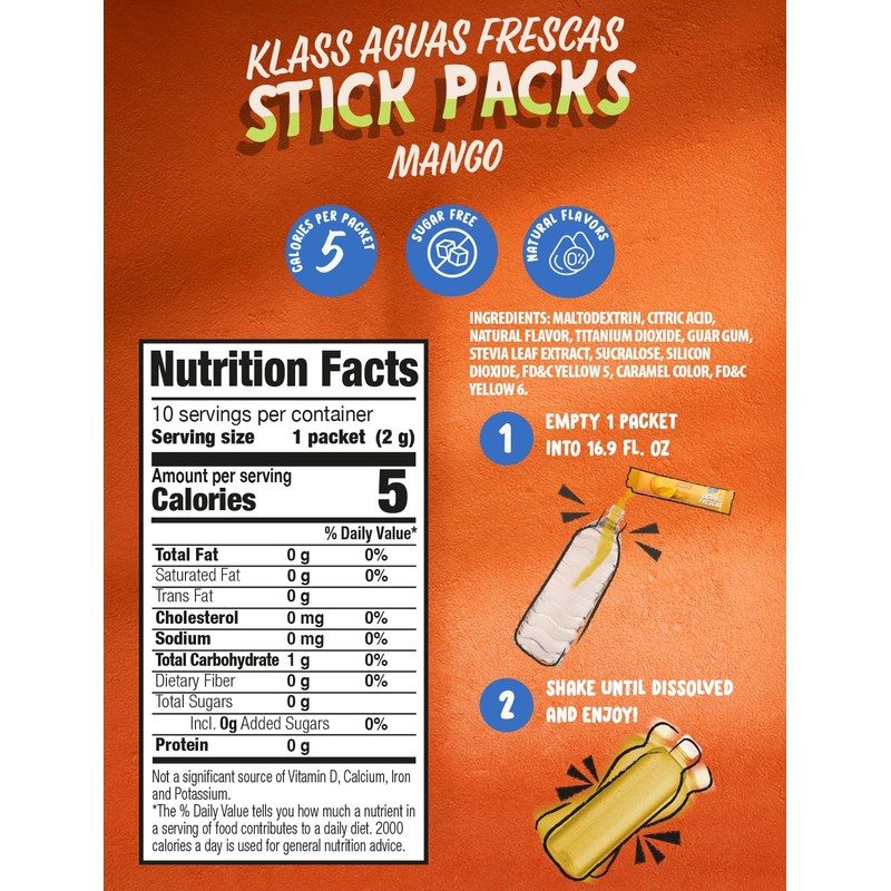 Klass Aguas Frescas | Drink Mix Variety Pack |Mango Flavored