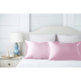 Bedding 4 Homes 2 Pieces Satin Pillowcases with Sleep Mask Eyeshade – Good for Hair and Skin, 2 Pack Standard Size Luxurious Soft Pillowcase - Size 20x26 Inches – Satin Pillow Case – Satin Pillow Covers with Envelope Closure – Pink