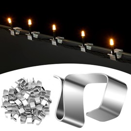 50 Pcs Lights Gutter Hook Clips for Hanging Outdoor Holiday Galvanized Lights Roof Hooks Christmas for Outside String Gutter Hangers Outdoor Seasonal Lighting for Halloween Xmas Decor (14 x 11 mm)