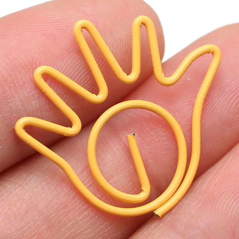 100Pcs Paper Clip Metal Hand Shaped Design Rustproof Paperclip Decoration