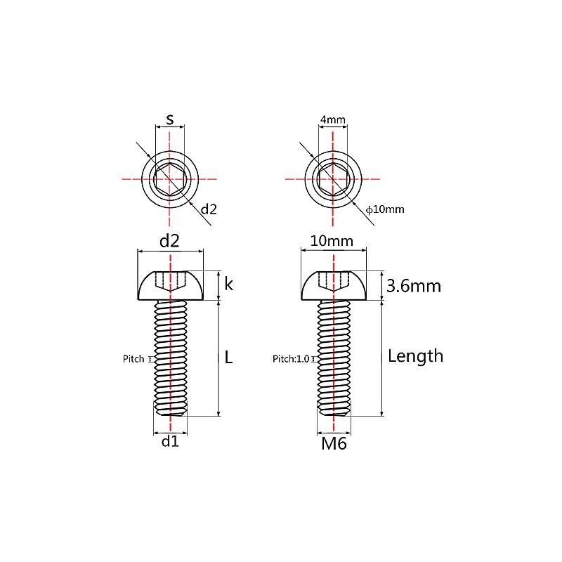 Wanyifa Titanium M6 12 16 20 25 30 Button Head