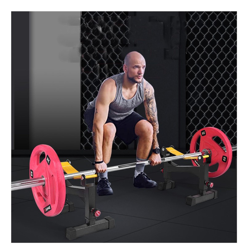 2 Stand Quiet Deadlift Barbell Elevation Stand Black