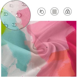 Kikiry Tall Stall Shower Curtain 54''W x 78''L Long Watercolor Abstract Colorful Ombre Hot Pink Teal Blue Modern Aesthetic Minimalist Oil Painting Grunge Style Polyester Fabric 9 Pack Plastic Hooks