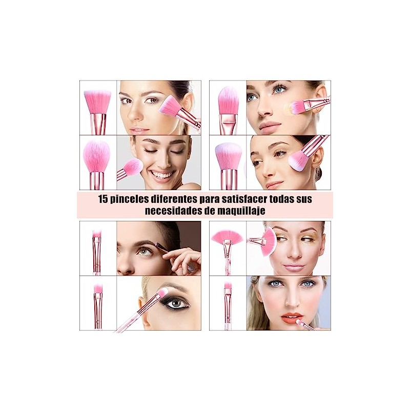 Brochas de Maquillaje Profesional 16 Piezas set de Brochas Maquillaje