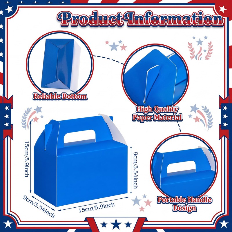 Colarr 24 Pcs 4th of July Treat Boxes with Handles,