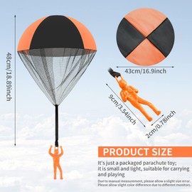 Parachute Toy Soldiers Hand Throw Army Men Toy Parachute Hand Throw Toy Tangle-Free Outdoor Flying Toy for Boys and Girls (Orange Black)