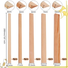 OLYCRAFT 34Pcs 5 Sizes Triangle Wood Sticks 20cm Long Unfinished Wooden Dowel Rod Triangle Dowels Strips 9.5/11/15.5/16/20mm Hardwood Dowel Sticks DIY Crafts Sticks for Crafting Arts Projects