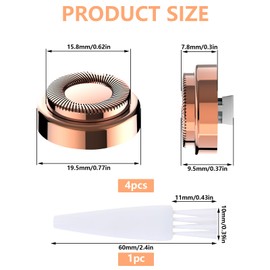 6 Pcs Hair Remover Replacement Heads Compatible with Gen 2 Finishing Touch Flawless Facial Hair Removal Tool for Women, Facial Hair Remover Replacement Heads with 1 Pcs Cleaning Brush, Rose Gold
