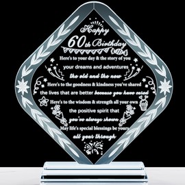 YWHL 60th Birthday Gifts for Men Women Crystal 60th Bday Decorations Best 60 Year Old Birthday Gift Ideas for Mom Grandma Wife Dad Born in 1965