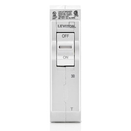 Leviton LB130-T 30A 1-Pole Plug-On Standard Branch Circuit Breaker, Thermal Magnetic, 120 VAC, White