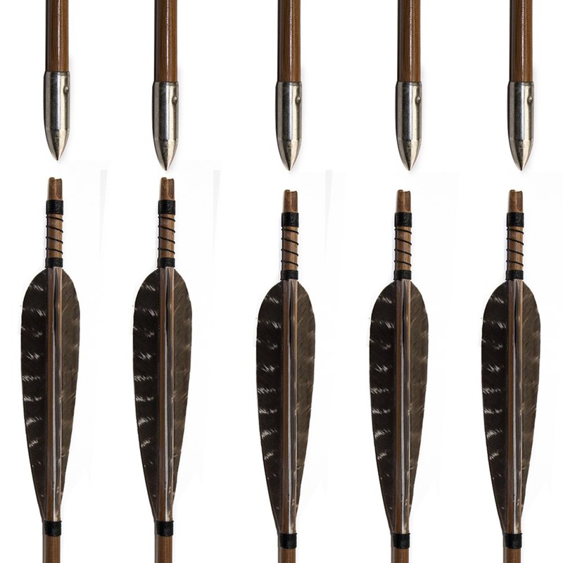 TOPARCHERY 6pcs 31 inch Bamboo Arrows with Medieval Arrow Heads