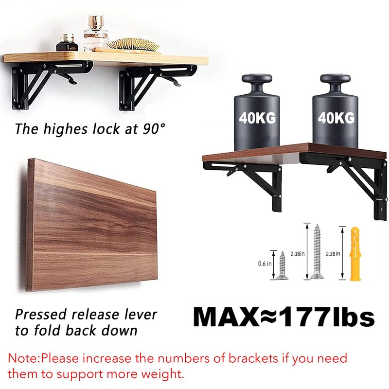AUTOHJ Folding Shelf Brackets 24 inch 4 Pcs - DIY