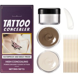 Kit Profesional de Cobertura para Tatuajes, Maquillaje Corrector Para Cara y Cuerpo, Cubre Fácilmente Los Tatuajes, Aplicación Suave, Tono Natural, Varias Situaciones