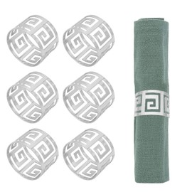 Napkin Rings, Pack of 6 Metal Napkin Holders Buckles Silver Napkin Rings for Christmas, Thanksgiving, Wedding, Party, Dinner, Table Decoration