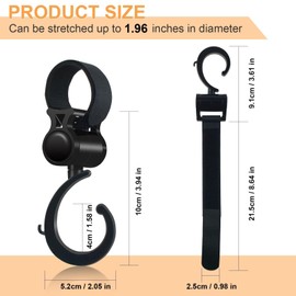 MARRTEUM 3Pcs Walker Hook Hanging, Multipurpose 360° Rotation Baby Stroller Wheelchair Hanger Clip Accessories for Hanging Diaper Bags and Mommy Organizers While Jogging, Walking, Shopping and Biking