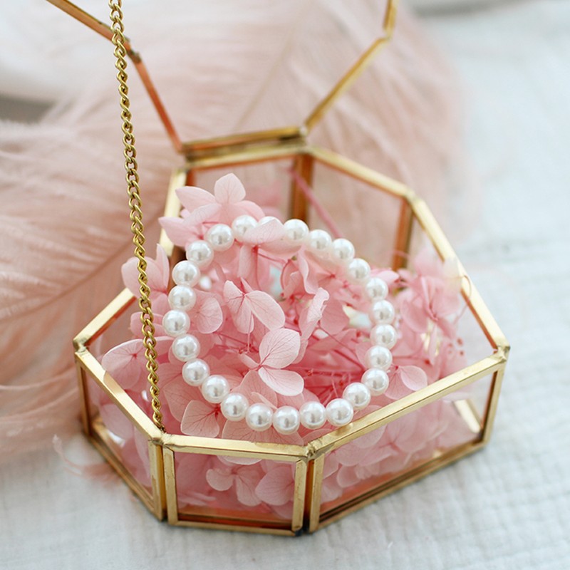 Flip Love Heart Shaped Geometric Glass Jewelry Box Glass Ring