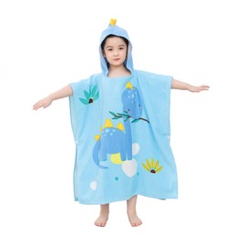 TONWHAR Kids Bath/Pool/Beach Hooded Poncho Towel - Cartoon Animal Pattern Cotton Beach Towel for Toddler Boys Girls, 1-5 Years (Stegosaurus)