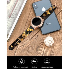 POFMGT 20mm Silicone Sport Bands Compatible with Galaxy Watch 6/Watch 5/Galaxy Watch 4 40mm 44mm/Classic 42mm 46mm/Watch 3 41mm, Active 2 Watch Bands,Cute Replacement Strap for Women(gold butterfly)