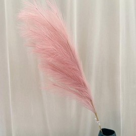 Large Artificial Pampas Grass Reed 5P Faux Flower Interior Wedding Cafe Living Room Decoration Dark Beige