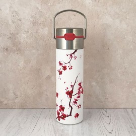 Eigenart Leeza Cherry Blossom Double-Walled Thermal Water Bottle Stainless Steel with Sports Cap and Strainer, BPA-Free, 500 ml, 11001
