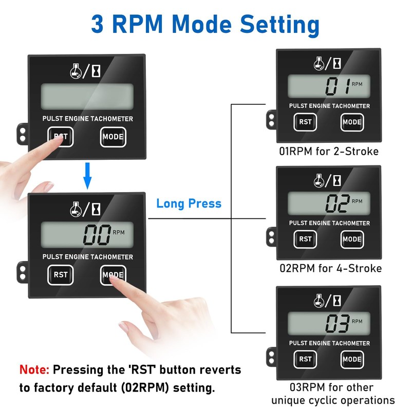 Linkstyle Small Engine Tachometer, Digital Tachometer Tach Gauge Reset Function