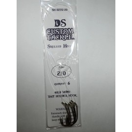 DS Custom Tackle Snelled Baitholder Octopus hooks 6 per pack with a 12 inch leader sizes 8 to 4/0 - 2/0