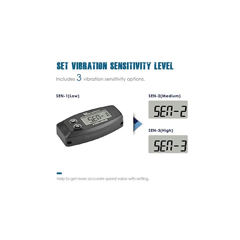 Jayron Digital Wireless Hour Meter,Vibration Activation,Maintenance Reminder,Resettable Job Timer,User Lock